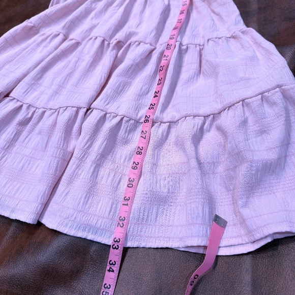 Light Pink Ruched Bodice Baby Doll Mini Dress Spaghetti Straps Swing Size L - Picture 12 of 16